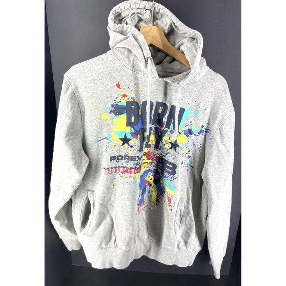 Born Fly Forever Gray Hoodie With Colorful Splatter Graphic and Drawstring Hood - Picture 1 of 7